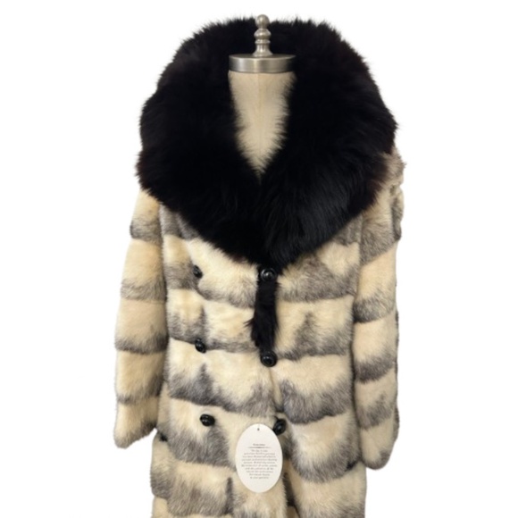 Vtg 60s 70s Damaged Cross Mink Fox Collar Hem Fur Coat S - Picture 2 of 15